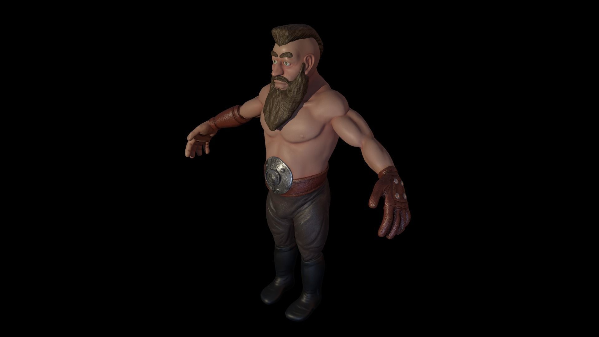 Dwarf Game Ready Low-poly 3D model Low-poly 3D model bearded man Low-poly 3D model_1