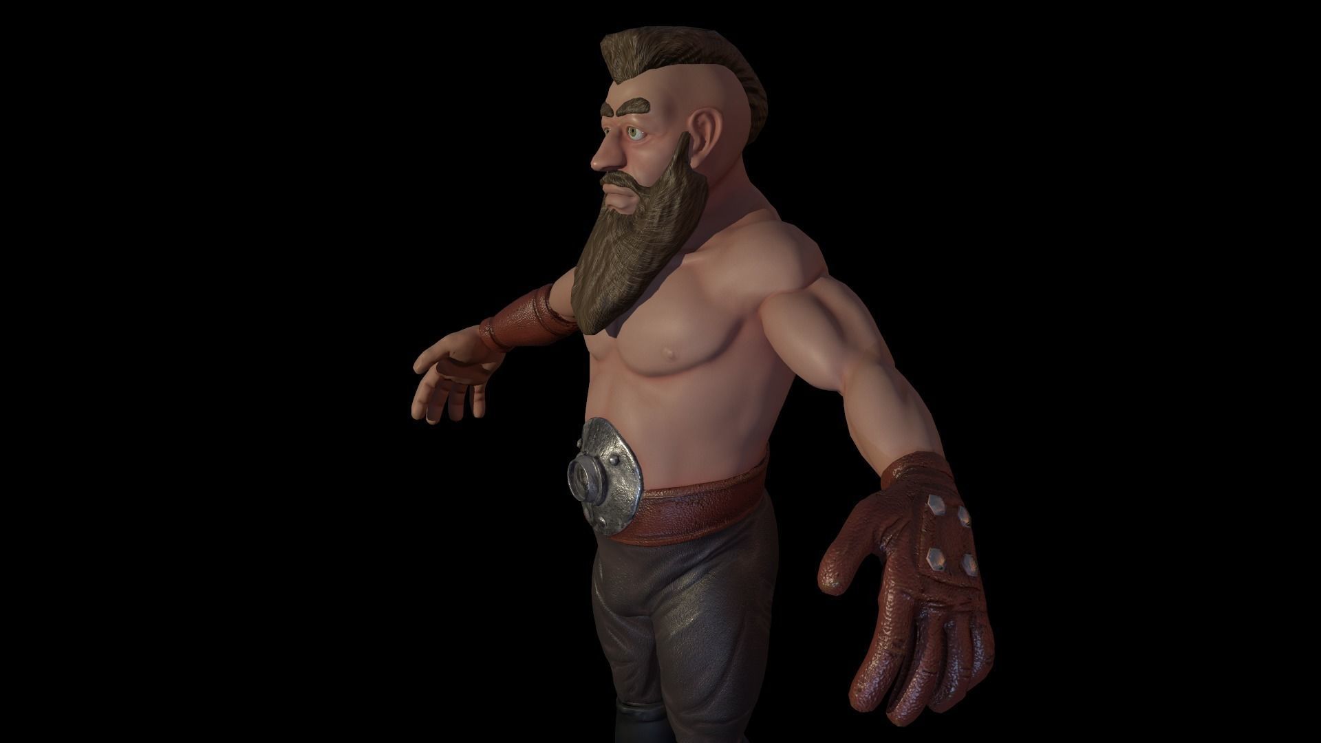 Dwarf Game Ready Low-poly 3D model Low-poly 3D model bearded man Low-poly 3D model_4