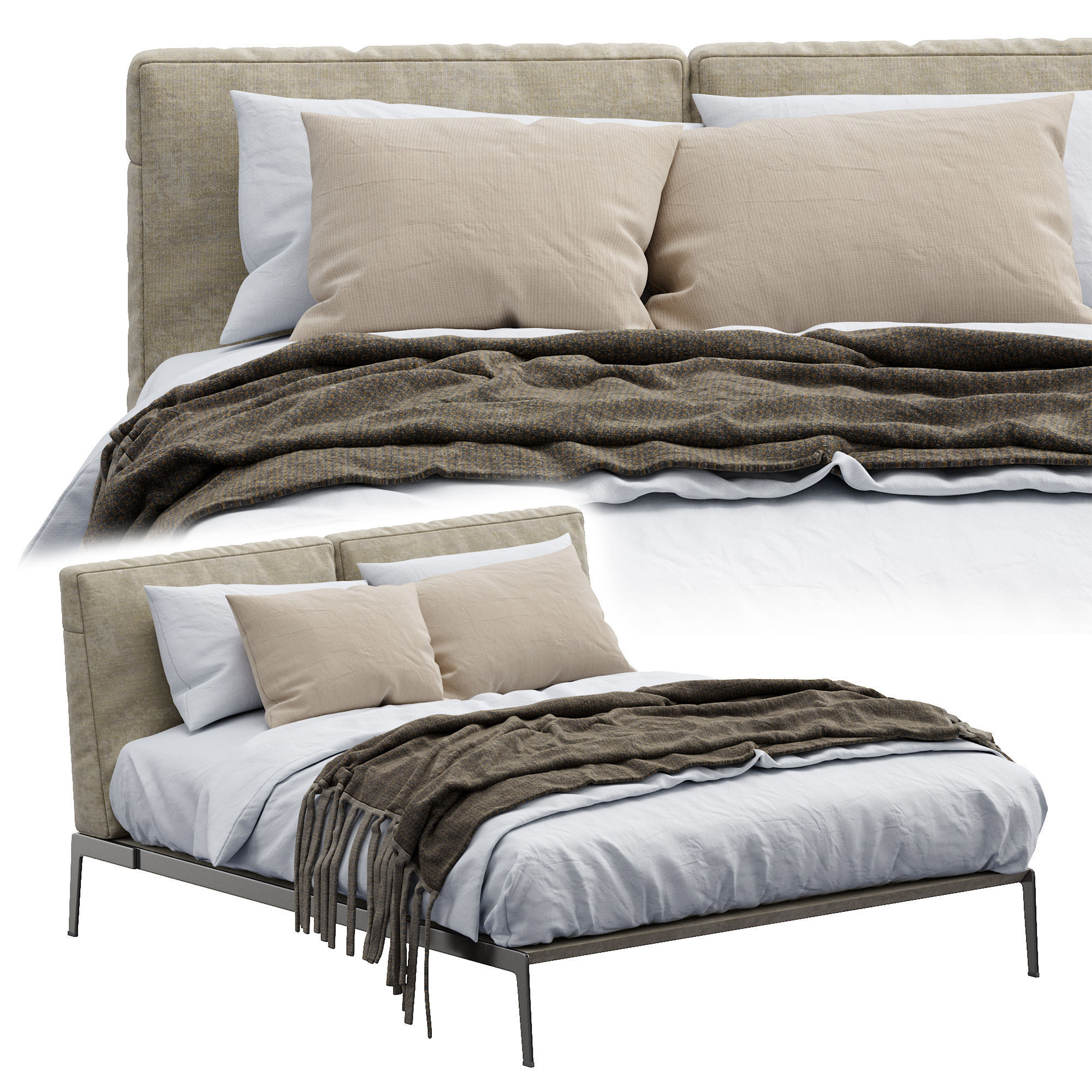 Lifesteel Bed By Flexform 3D model_1