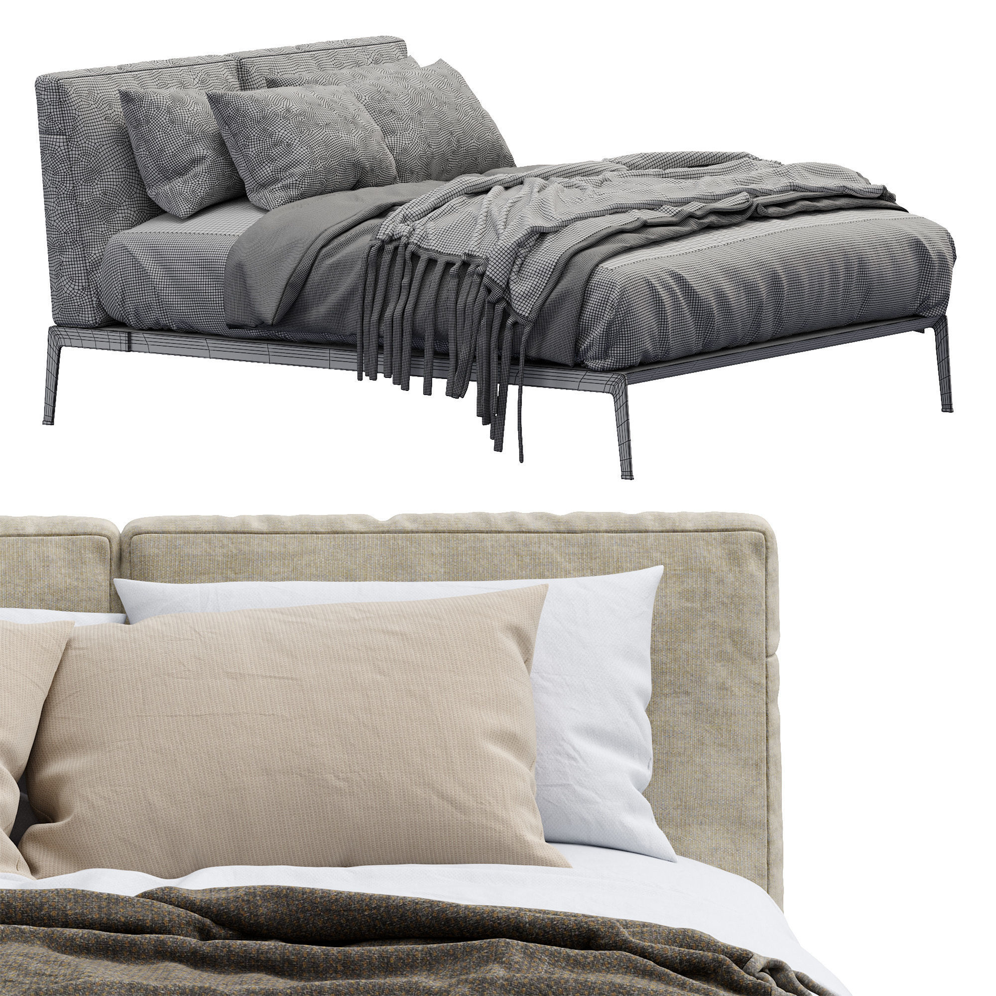 Lifesteel Bed By Flexform 3D model_5