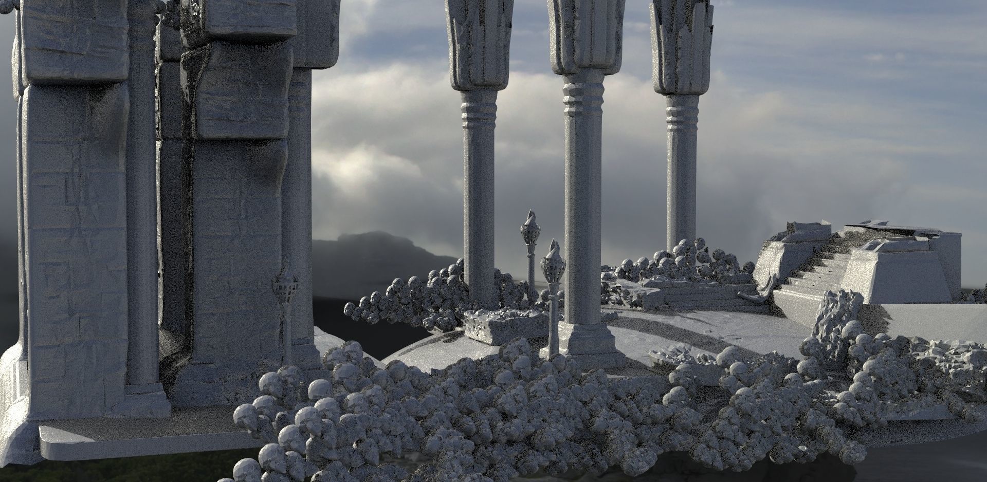 Hells ruins sculls 3D model_2