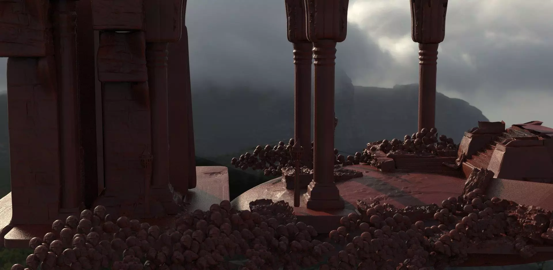 Hells ruins sculls 3D model_0