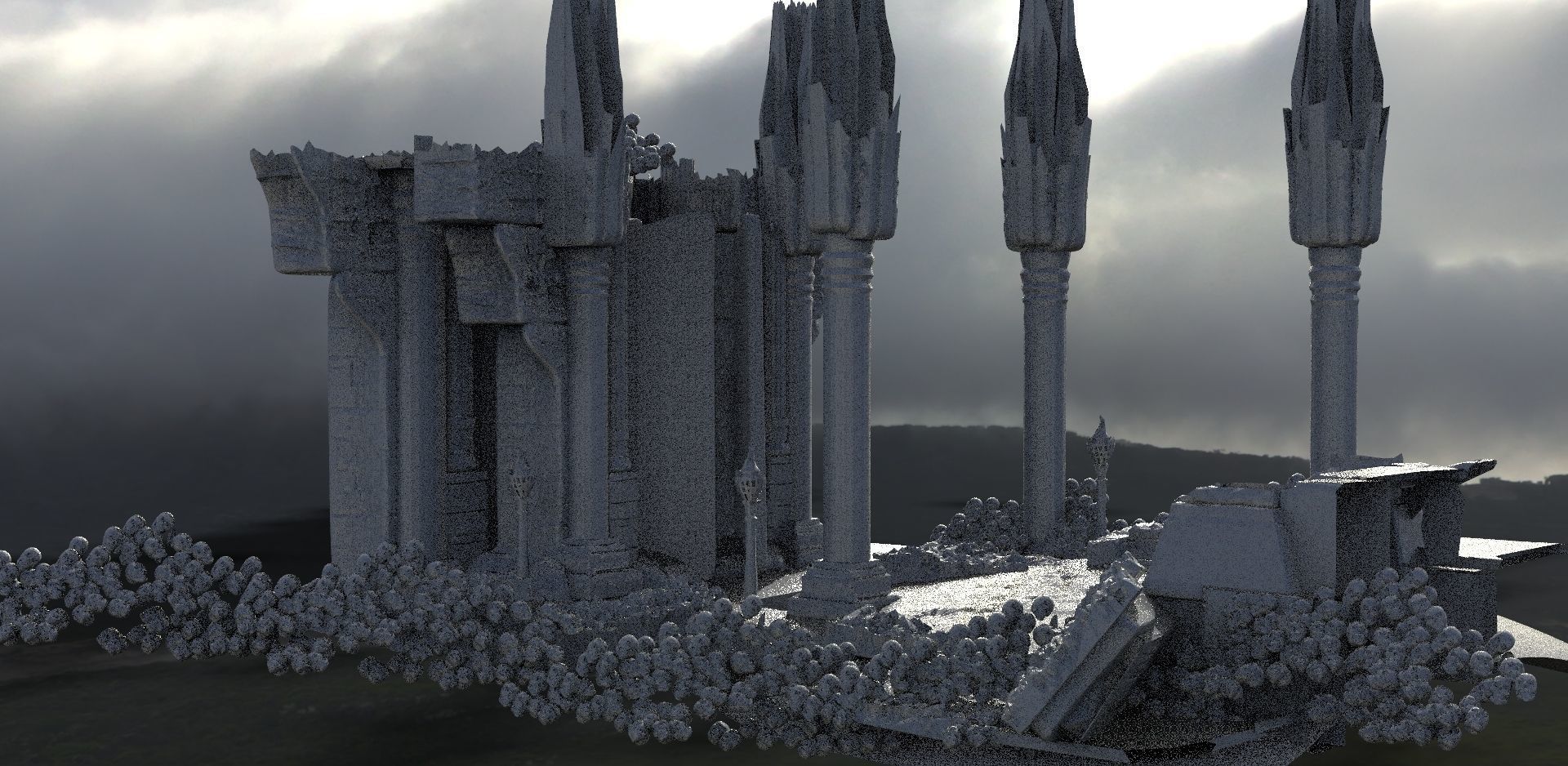 Hells ruins sculls 3D model_1