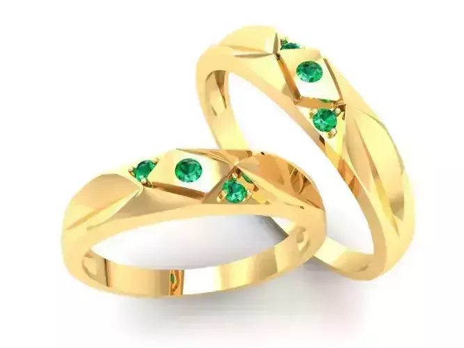 Elegant Crossover Couple Rings with Gemstones 367