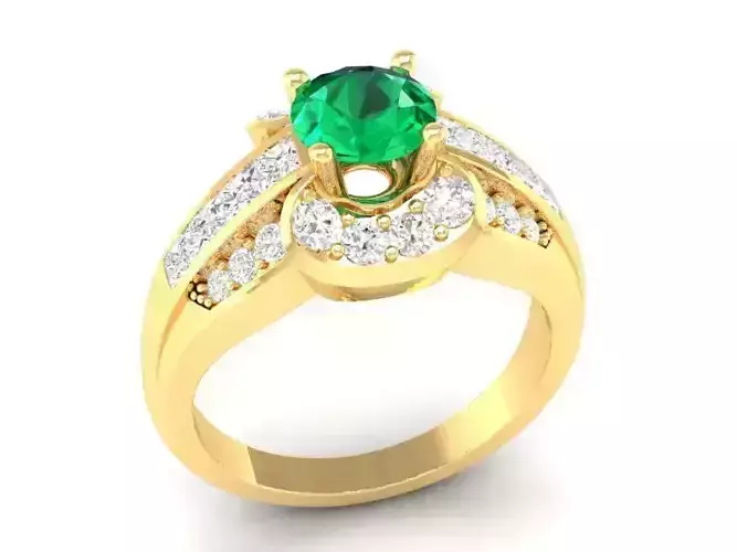 Round Gemstone Halo Gold Engagement Ring 372