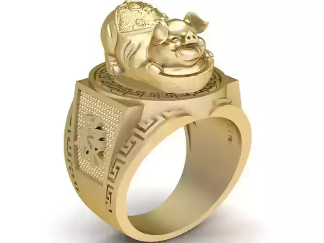 Lucky Buddha Ring for Men 3D Model 373