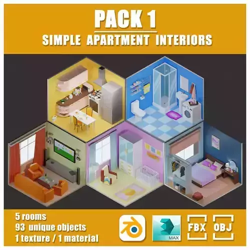 Simple apartment interiors pack 1