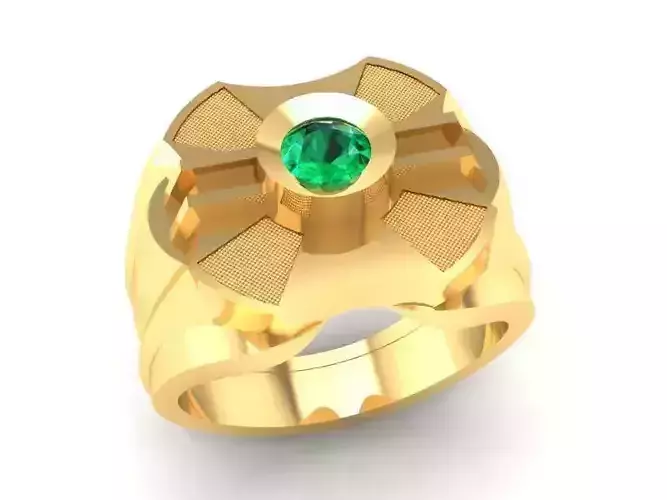 Geometric Men Ring With Stone 375