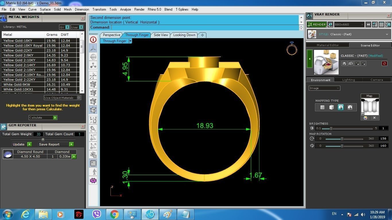 Geometric Men Ring With Stone 375 3D print model_4
