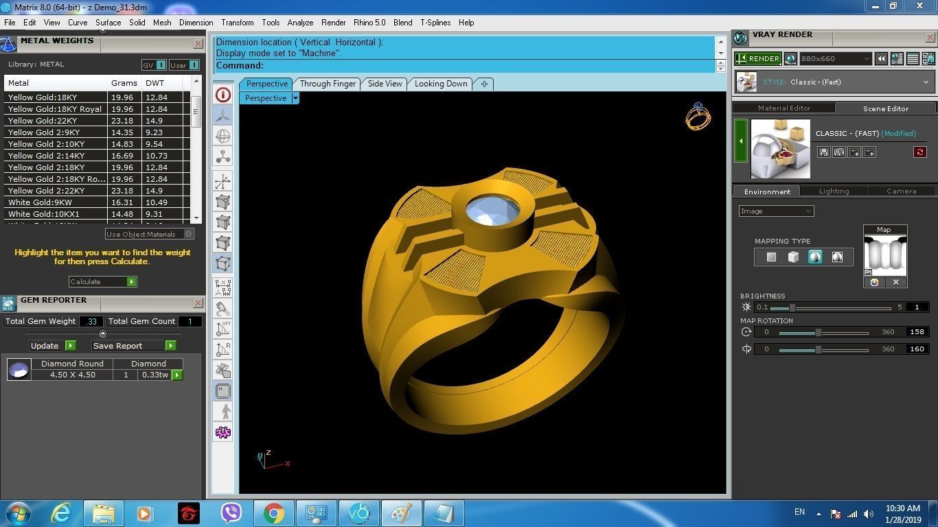 Geometric Men Ring With Stone 375 3D print model_7
