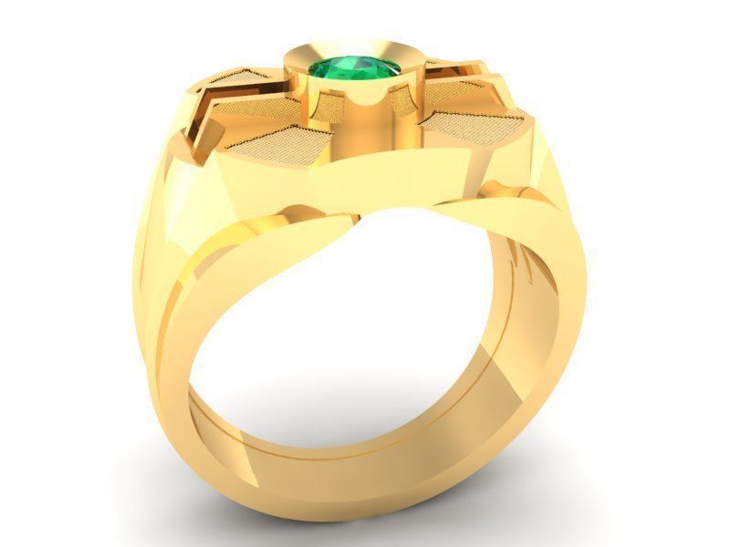 Geometric Men Ring With Stone 375 3D print model_9