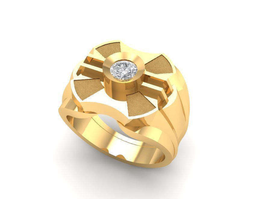 Geometric Men Ring With Stone 375 3D print model_3