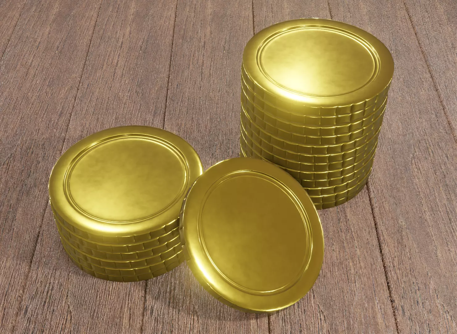 Realistic gold coin - simple gold coin 3d model - PBR Low-poly 3D model