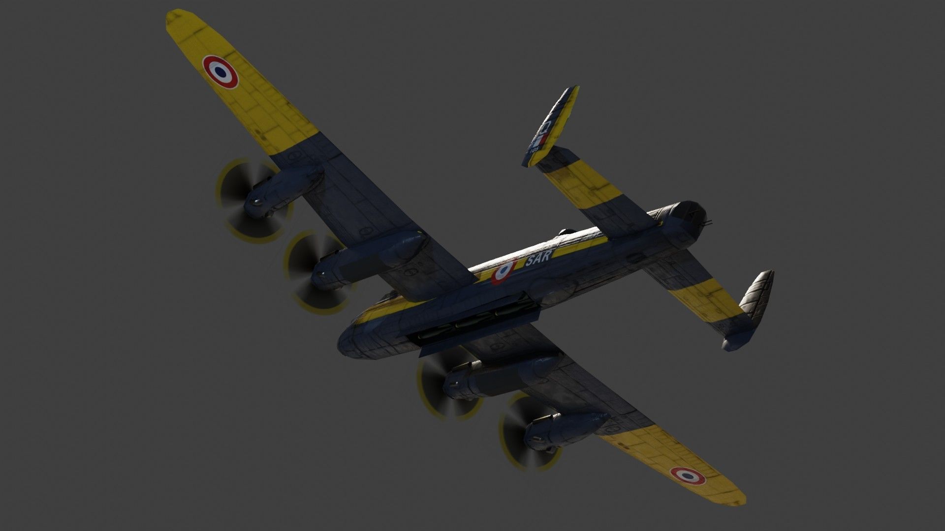 Avro Lancaster WW2 bomber Low-poly 3D model_12