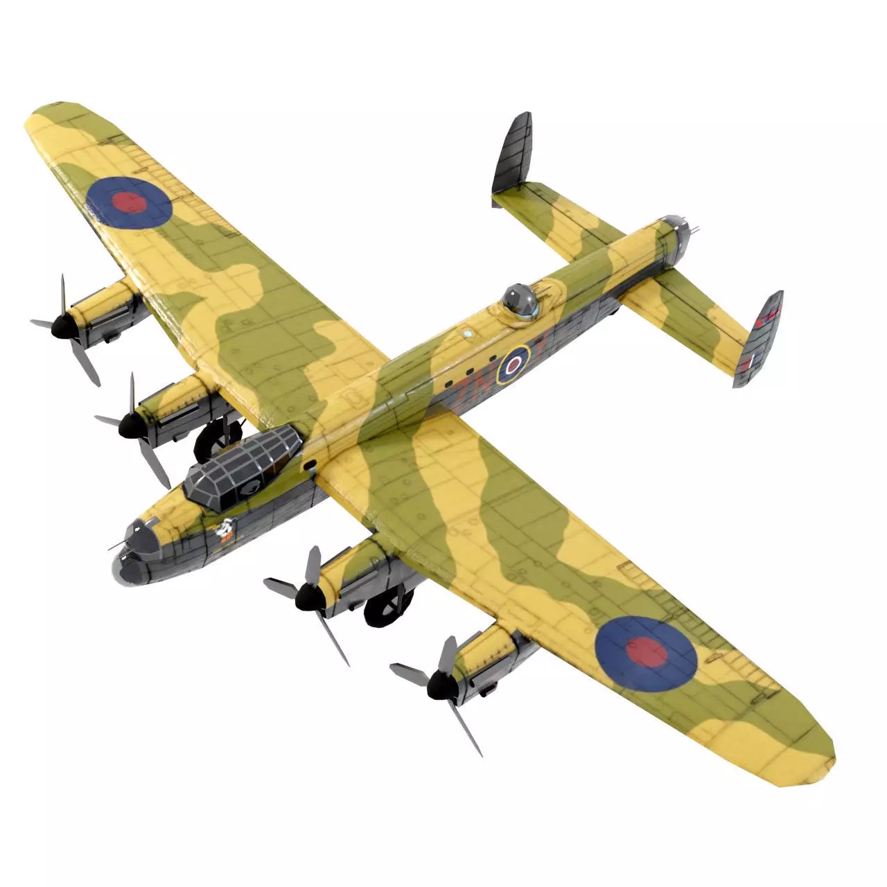 Avro Lancaster WW2 bomber Low-poly 3D model_0