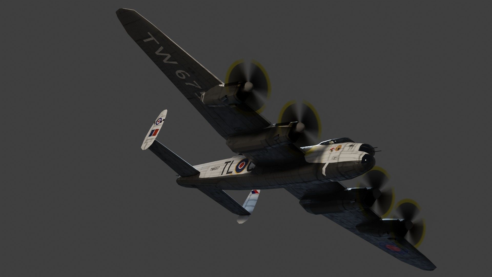 Avro Lancaster WW2 bomber Low-poly 3D model_10