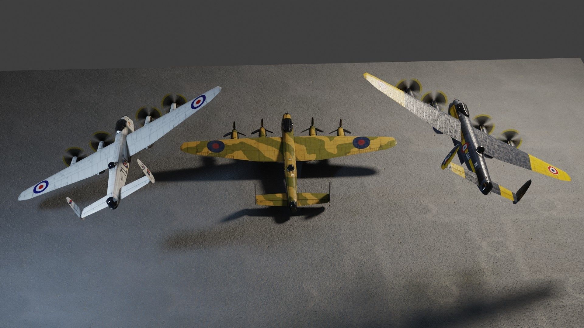 Avro Lancaster WW2 bomber Low-poly 3D model_2