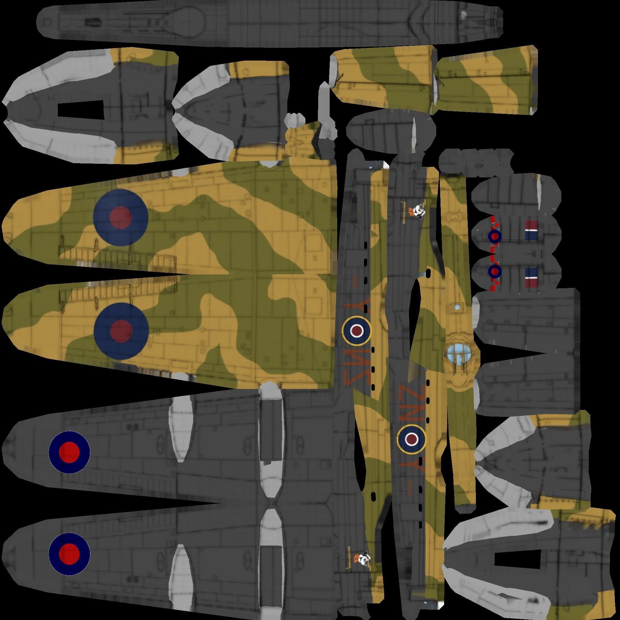 Avro Lancaster WW2 bomber Low-poly 3D model_18