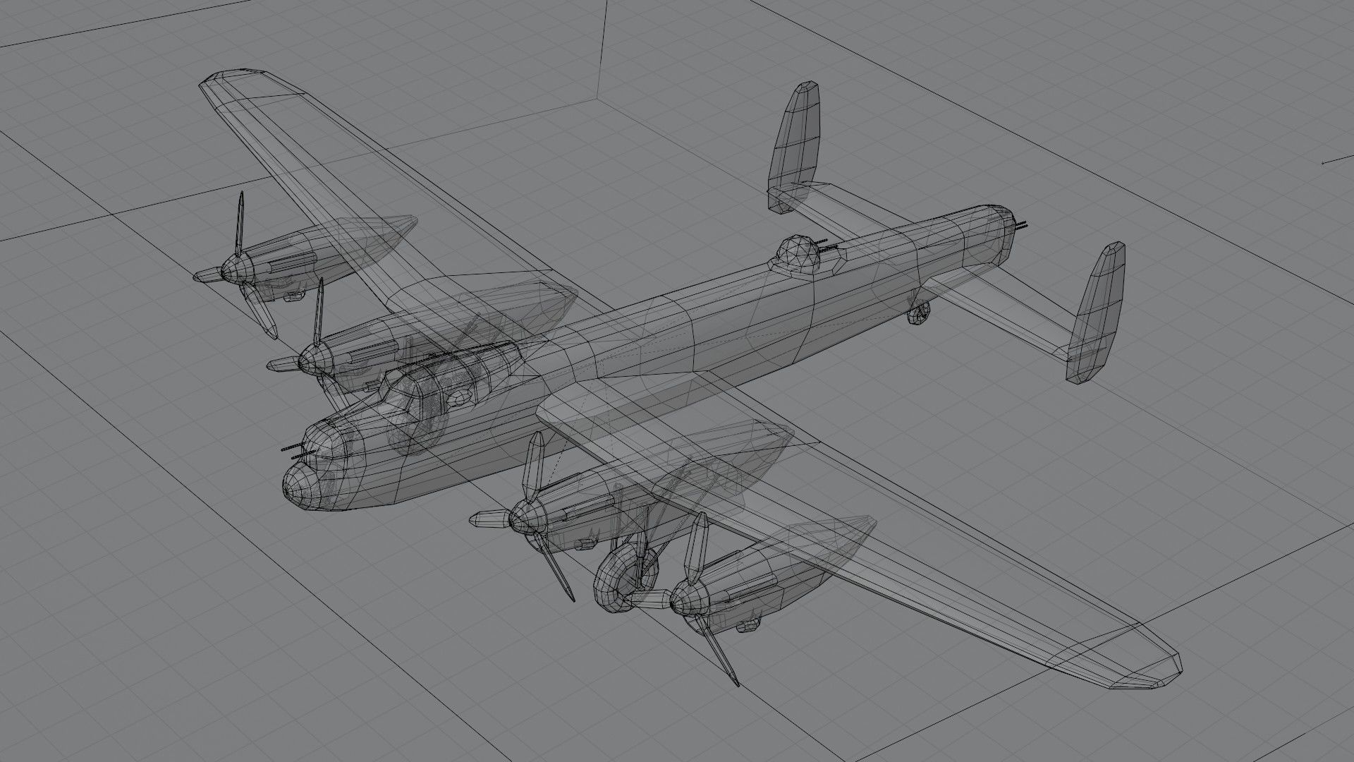 Avro Lancaster WW2 bomber Low-poly 3D model_8