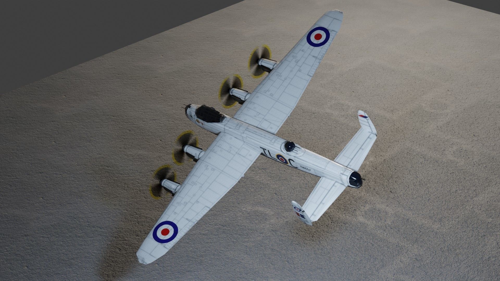 Avro Lancaster WW2 bomber Low-poly 3D model_11