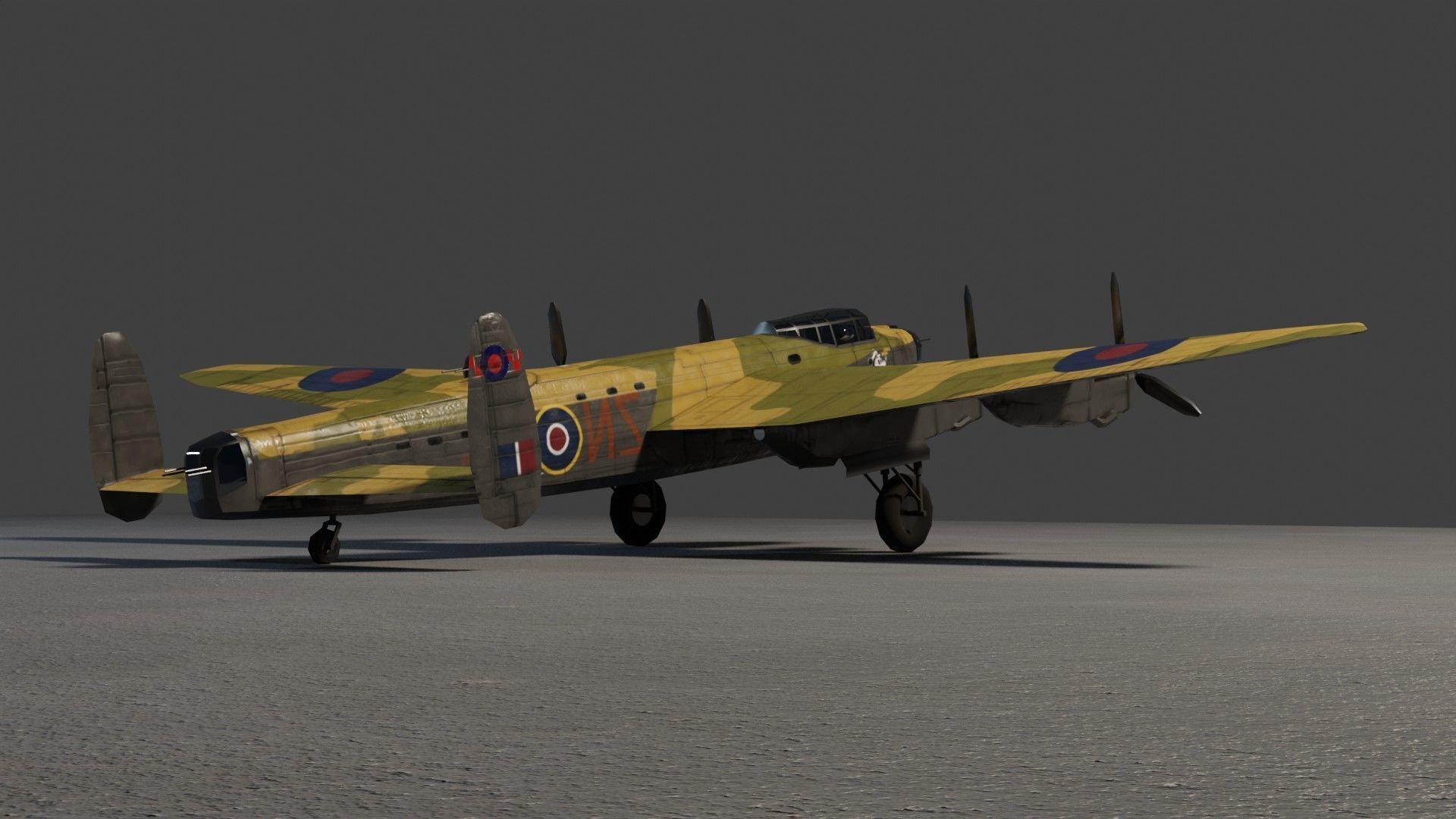 Avro Lancaster WW2 bomber Low-poly 3D model_9