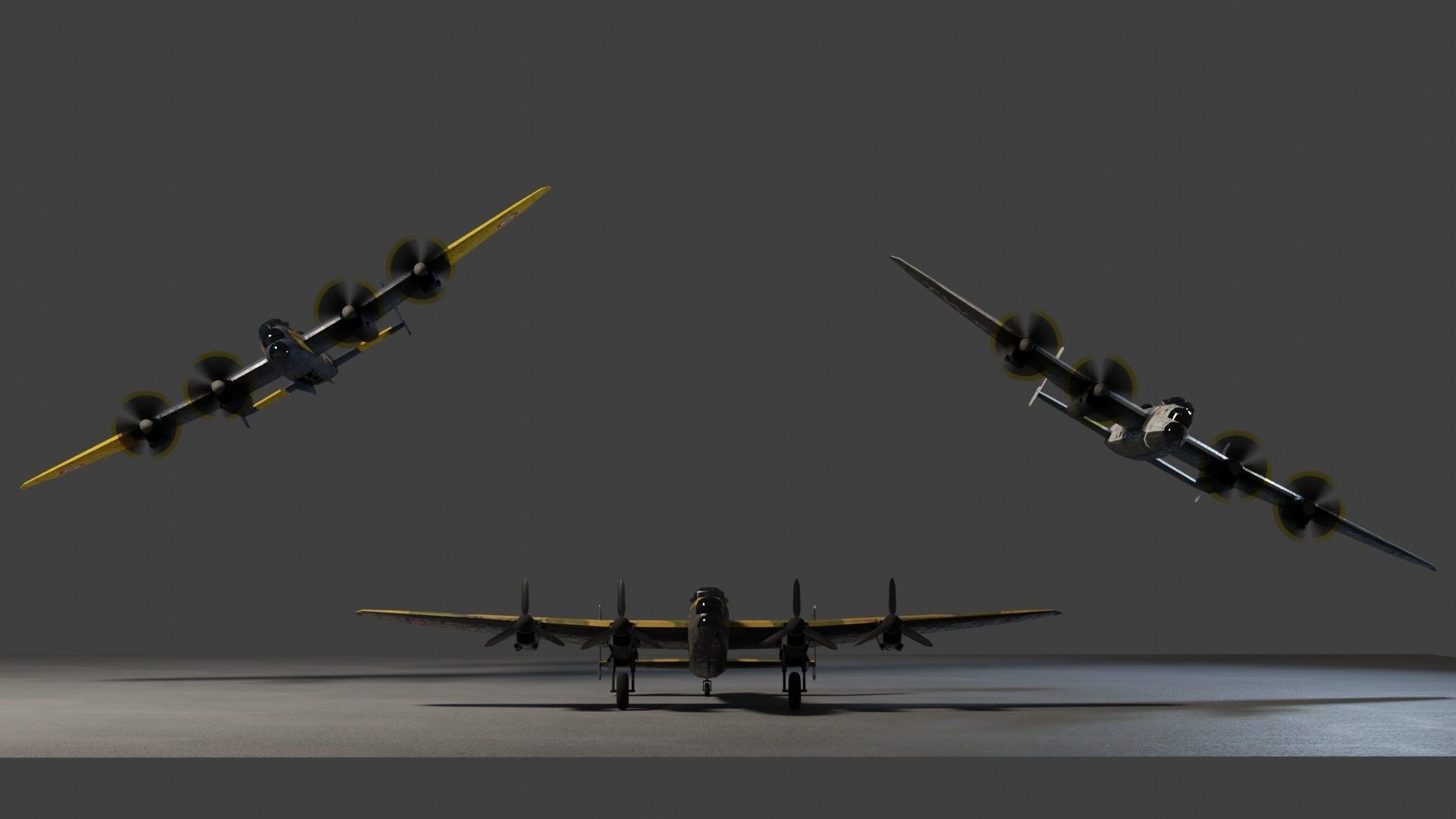 Avro Lancaster WW2 bomber Low-poly 3D model_5