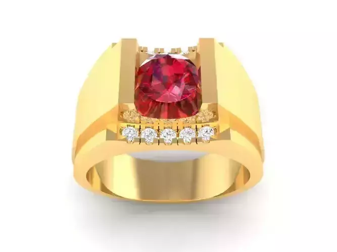Luxury Men Ring with Ruby and Emerald Center Stones 382