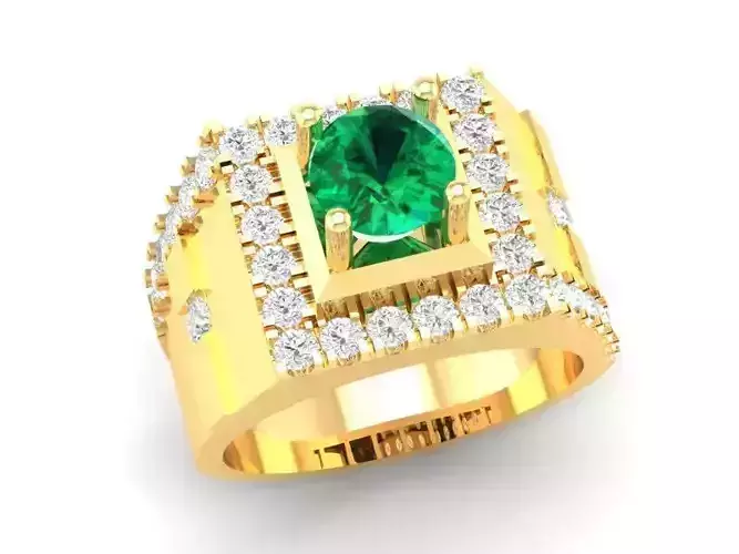 Luxury Square Emerald Diamond Ring for Men 383