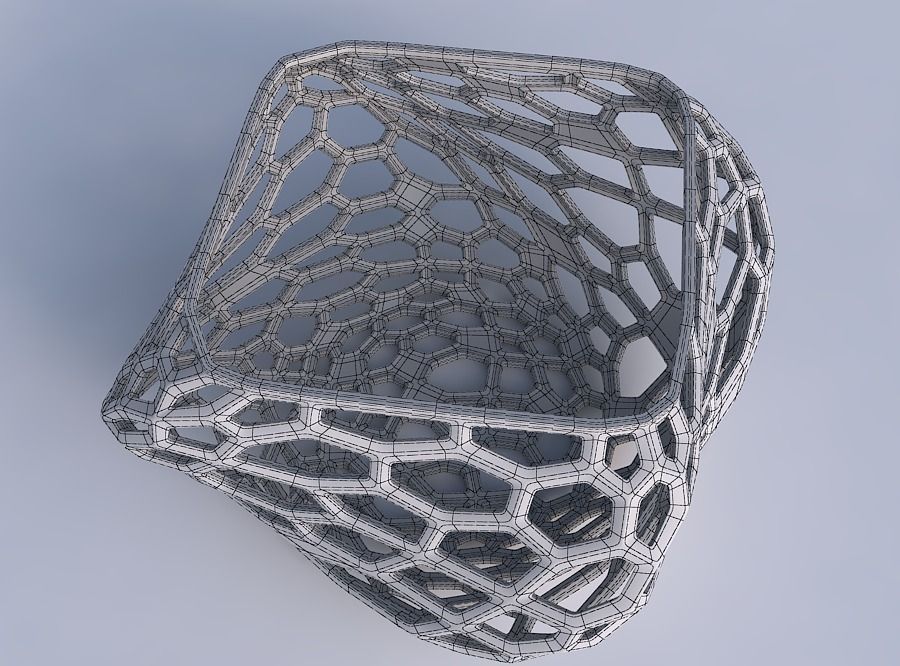 Bowl helix with faceted organic lattice 3D print model_6