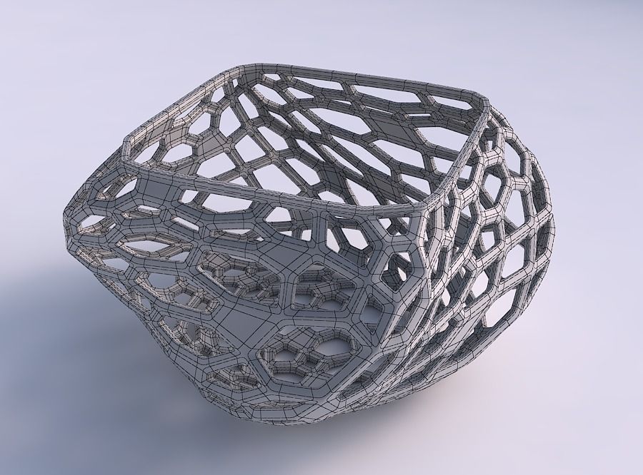 Bowl helix with faceted organic lattice 3D print model_5