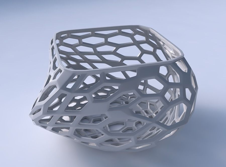 Bowl helix with faceted organic lattice 3D print model_3
