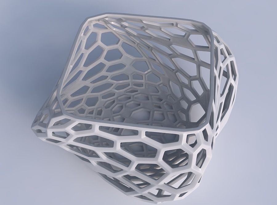 Bowl helix with faceted organic lattice 3D print model_1