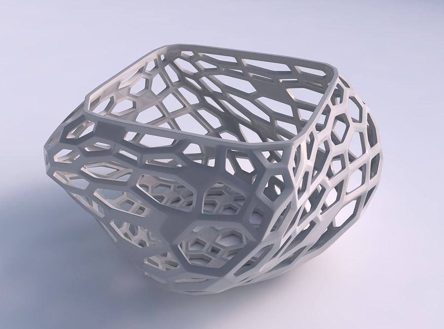 Bowl helix with faceted organic lattice 3D print model_0