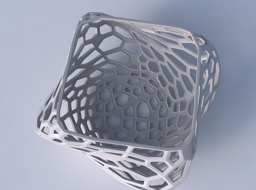 Bowl helix with faceted organic lattice 3D print model_2