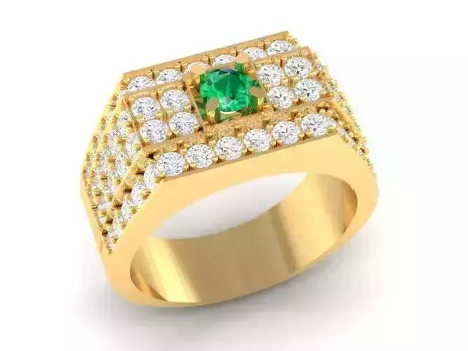 Luxury Emerald Ruby Men Statement Ring Jewelry  387