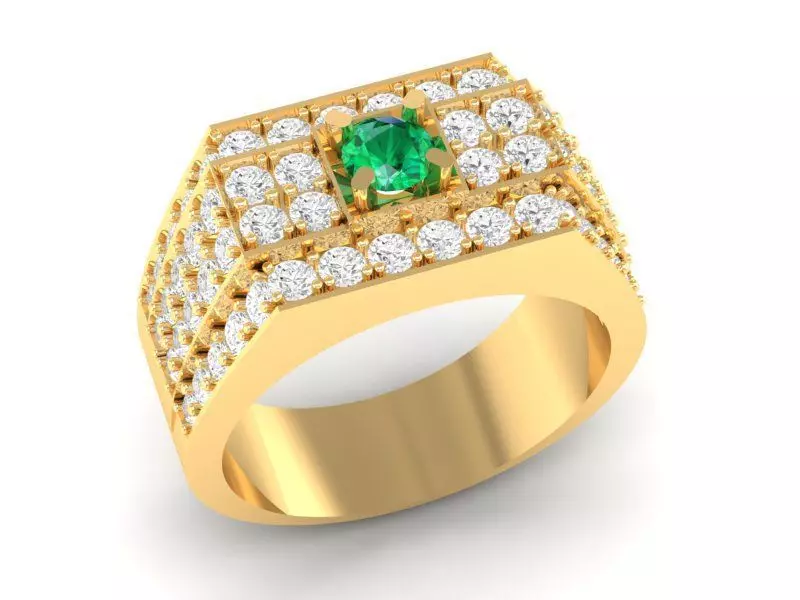 Luxury Emerald Ruby Men Statement Ring Jewelry 387 3D print model