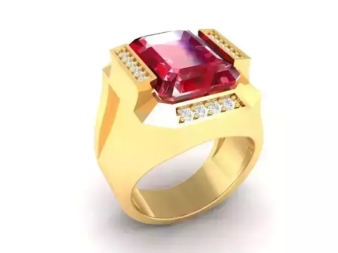 Luxury Rectangular Gemstone Ring for Men  388