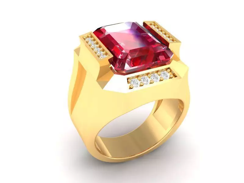Luxury Rectangular Gemstone Ring for Men 388 3D print model