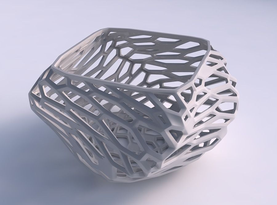 Bowl helix with faceted and twisted organic lattice 3D print model_0