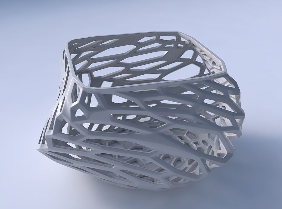 Bowl helix with faceted and twisted organic lattice 3D print model_3