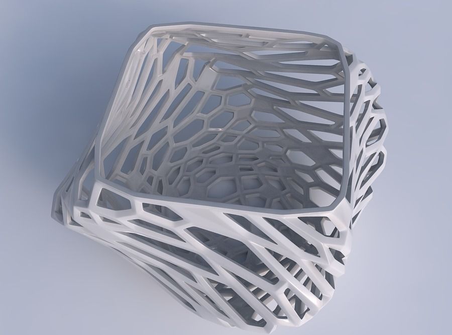 Bowl helix with faceted and twisted organic lattice 3D print model_1