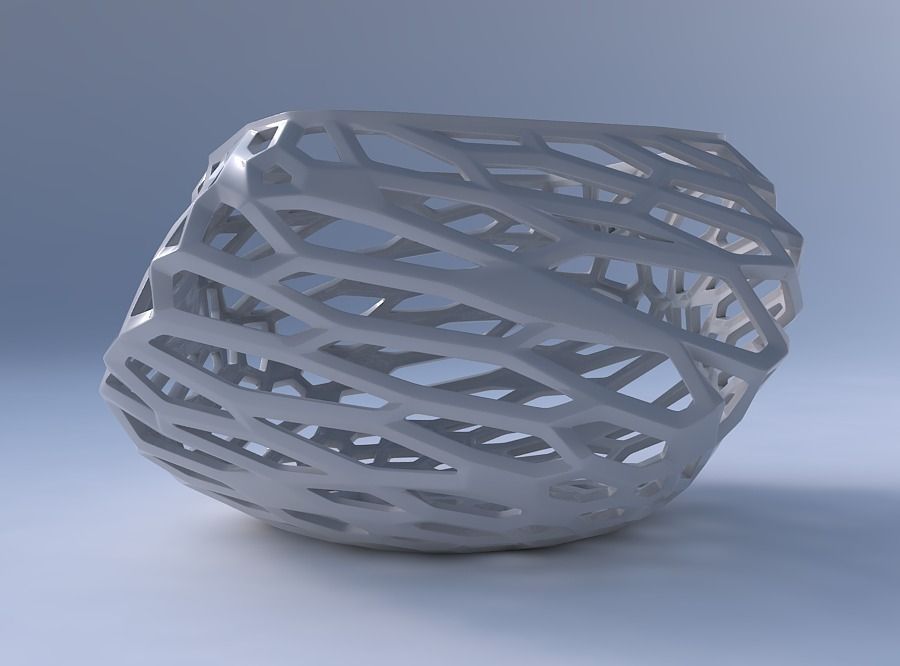 Bowl helix with faceted and twisted organic lattice 3D print model_4