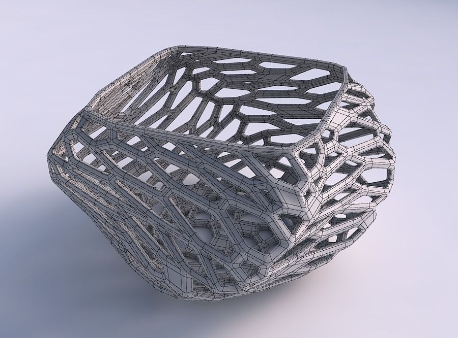 Bowl helix with faceted and twisted organic lattice 3D print model_5