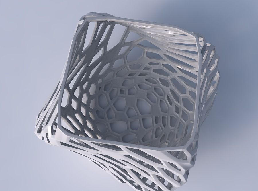 Bowl helix with faceted and twisted organic lattice 3D print model_2
