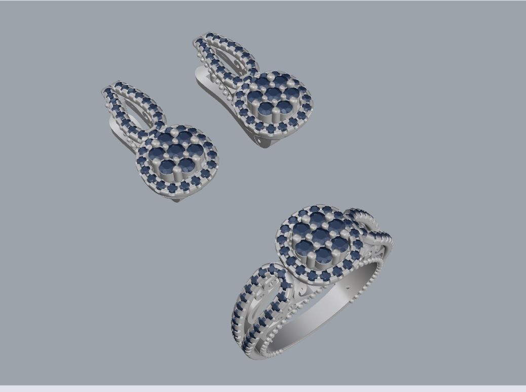 Ring and Earrings 160 3D print model_10