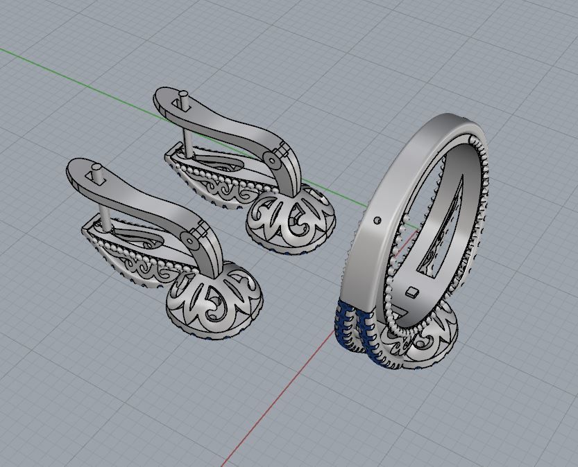 Ring and Earrings 160 3D print model_7
