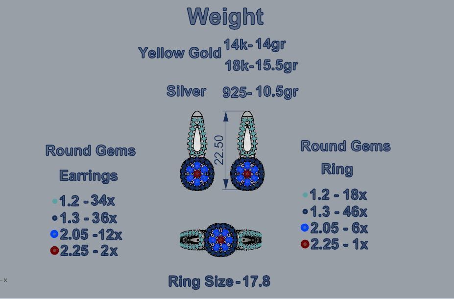 Ring and Earrings 160 3D print model_3