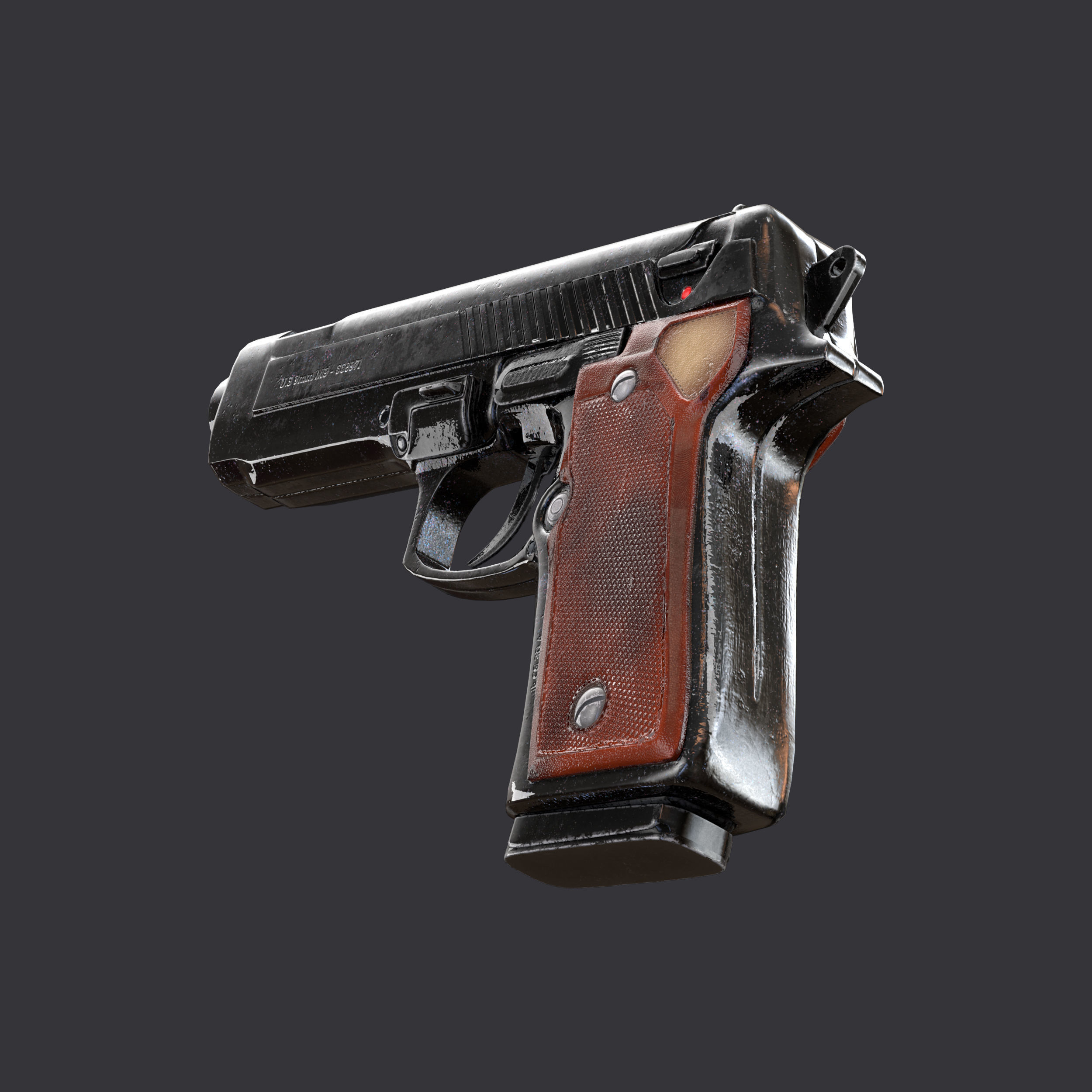 3d hand gun like Beretta M9 style 3D model Low-poly 3D model_5