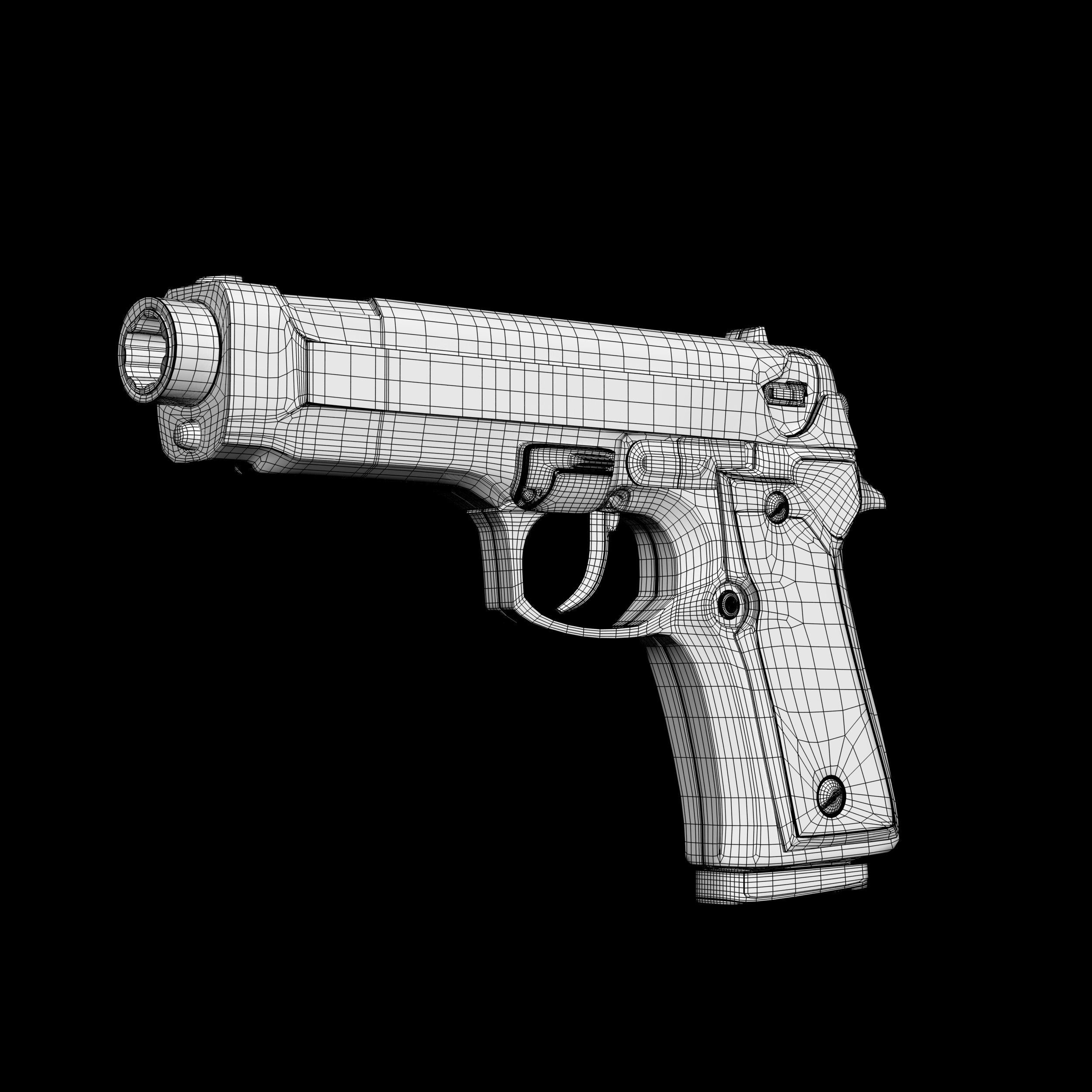 3d hand gun like Beretta M9 style 3D model Low-poly 3D model_7