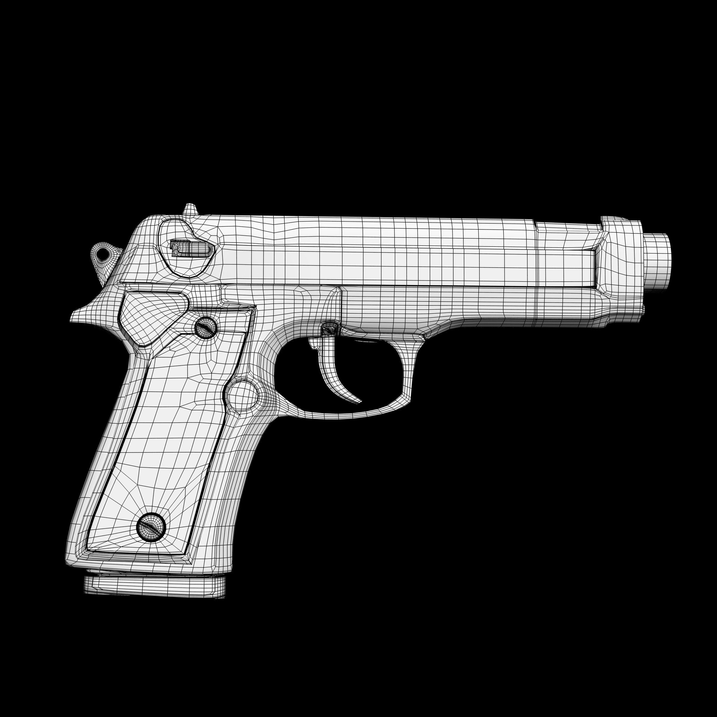 3d hand gun like Beretta M9 style 3D model Low-poly 3D model_9